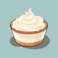 Vector of a bowl of whipped cream on a blue background