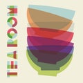 Vector bowls composition in transparent colors