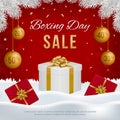 Vector Boxing Day sale banner with gift boxes. Royalty Free Stock Photo