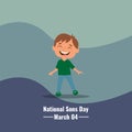 Vector Boy Wearing Green Shirt, National Sons Day design concept, suitable for social media post templates, posters, greeting card