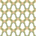 Vector braid effect damask weave seamless pattern background. Backdrop of woven celtic style green,yellow, red ribbon