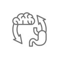 Vector brain exchange stomach, addiction line icon.