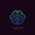 Vector brain logo, icon, emblem design. Concept for neural networks, artificial intelligence, education, high technology