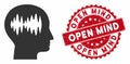 Brain Waves Icon with Distress Open Mind Stamp