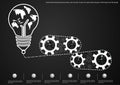 Vector brainstorming business ideas, the concept consists of a light bulb and gears world map icons flat design Royalty Free Stock Photo