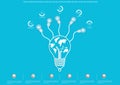 Vector brainstorming business ideas, the concept consists of a light bulb and a world map icons flat design Royalty Free Stock Photo