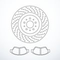 Vector brake disc and pads isolated