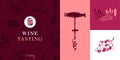 Winemaking hand-drawn illustrations. Template wine tasting banner.