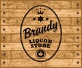 Vector brandy label on wooden background