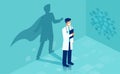 Vector of a brave doctor with a super hero shadow Royalty Free Stock Photo