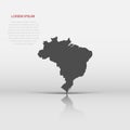 Vector Brazil map icon in flat style. Brazil sign illustration pictogram. Cartography map business concept Royalty Free Stock Photo