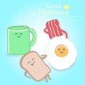 Vector breakfast cute happy illustration