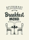 Vector Breakfast menu with a table for two