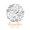 Vector breakfast round banner for menu design