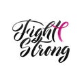 Vector Breast Cancer Awareness Calligraphy Poster Design. Stroke Pink Ribbon. October is Cancer Awareness Month Royalty Free Stock Photo