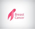 Vector breast cancer awareness pink ribbon logo, icon Royalty Free Stock Photo
