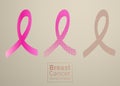 Vector Breast cancer awareness pink ribbon on white background. Royalty Free Stock Photo