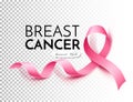Vector breast cancer awareness poster pink ribbon Royalty Free Stock Photo