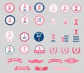 Vector Breast Cancer Awareness ribbons and badges