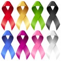 Vector breast ribbons set isolated on white Royalty Free Stock Photo