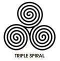 Vector breton and celtic original spiral triskele symbol. Black celtic triskelion spirals over white. Mystical Royalty Free Stock Photo