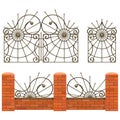 Vector Brick Fence with Wrought Iron Gates