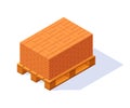 Vector brick pallet icon in flat style