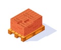 Vector brick pallet icon in flat style