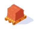 Vector brick pallet icon in flat style