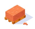 Vector brick pallet icon in flat style