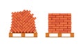 Vector brick pallet icons in flat style