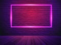 Vector brick wall room background, neon light Royalty Free Stock Photo