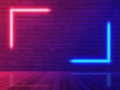 Vector brick wall room background, neon light Royalty Free Stock Photo