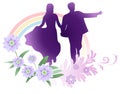 Vector bride and groom running Royalty Free Stock Photo