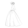 Vector bride model contour outline illustration of pretty young