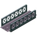 Vector bridge in isometric 3d perspective on white background, with asphalt road. Royalty Free Stock Photo