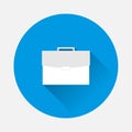 Vector Briefcase icon on blue background. Flat image Business b