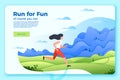Vector bright banner template with running girl Royalty Free Stock Photo