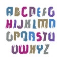 Vector bright calligraphic font, handwritten watercolor capital