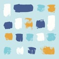 Vector bright collection of hand-drawn elements: drops, lines, splashes, points, brush strokes. Royalty Free Stock Photo