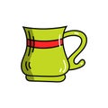 Vector bright colorful doodle style mug with geometric elements. Royalty Free Stock Photo