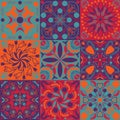 Vector bright colors ethnic tiles seamless pattern