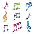 Vector bright expressive jolly musical notes and symbols isolate