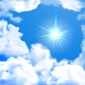 Vector bright sky whit sun and clouds Royalty Free Stock Photo