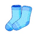 Vector bright sticker. Funny warm winter socks