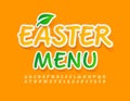 Vector bright template Easter Menu. Sticker Alphabet set