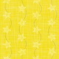 Vector bright vibrant yellow white stars curves hanging seamless texture pattern print.