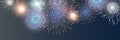 Vector Brightly Colorful Fireworks on the background of the night sky