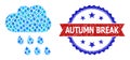 Gemstone Collage Rain Cloud Icon and Distress Bicolor Autumn Break Watermark