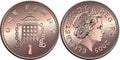 Vector British money, coin one penny